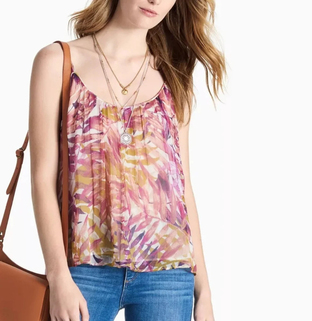Lucky Brand Boho Style Flowy Fern Print Tank, Color MultiColor Size S